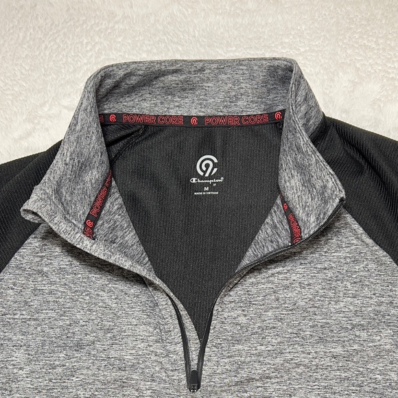 Champion Pullover Men’s M Quarter Zip Avtivewear with Thumbholes Grey & Black - Picture 7 of 16